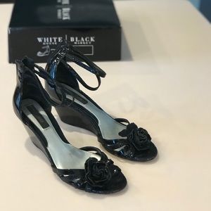 Black wedge heeled sandals